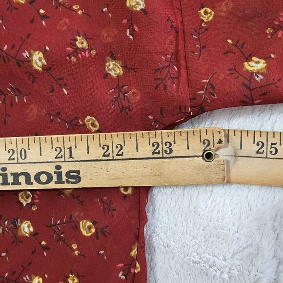 NEVER WORN TIME AND TRU RED DITSY FLORAL LONG BELTED KIMONO CARDIGAN SIZE SMALL - Picture 13 of 14